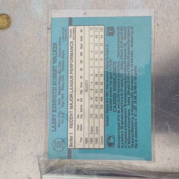 Baseball Trading Cards Set - Braves and Expos Larry Walker Rookie - Picture 3 of 3